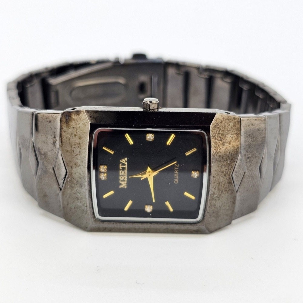 Women's Watch 28MM Black Dial Black Bracelet‎ Band 7.5" Wrist New Battery